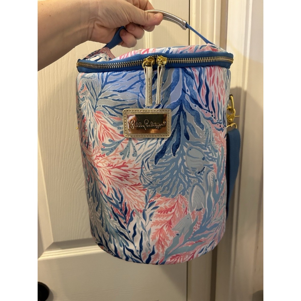Lilly Pulitzer Insulated Beach Cooler Kaleidoscope Coral 10 x 12 Removable Strap